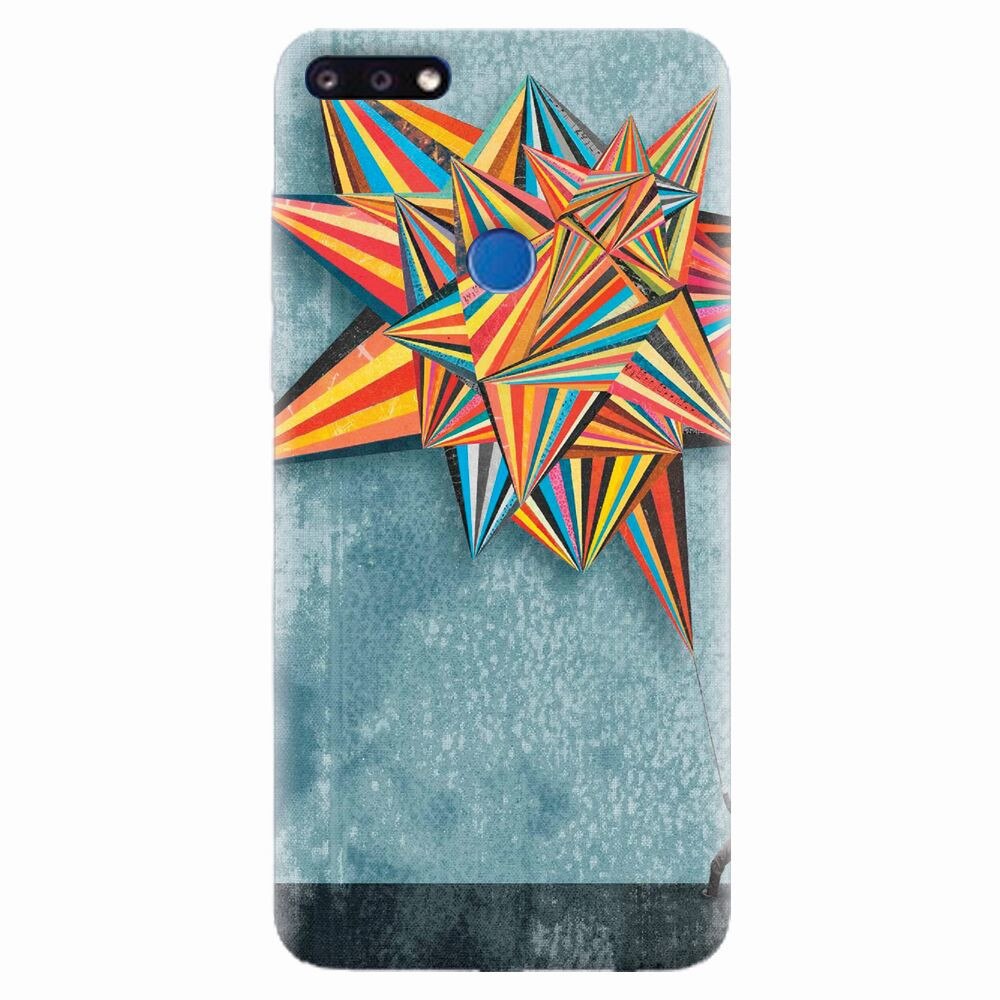 Husa silicon pentru Huawei Y7 Prime 2018, Abstract Colorful Balloon Triangles