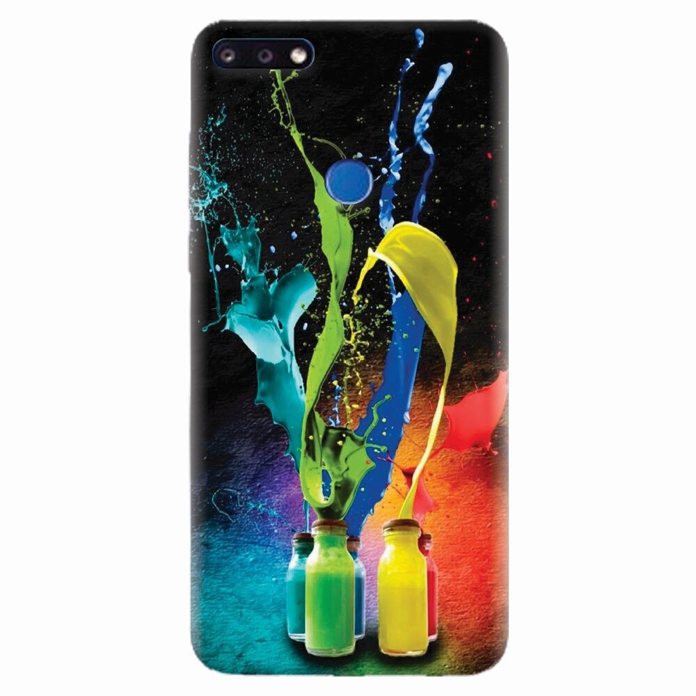 Husa silicon pentru Huawei Y7 Prime 2018, Abstract Color Bottles Splash
