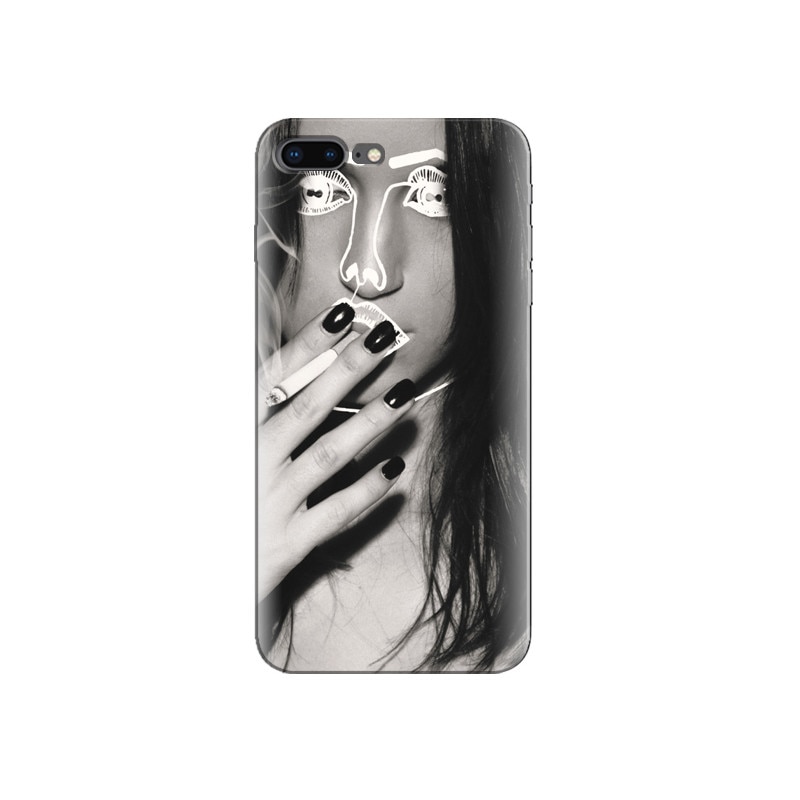 Husa Iphone 7 Plus Disclosure Face Girl Smoking Black And White