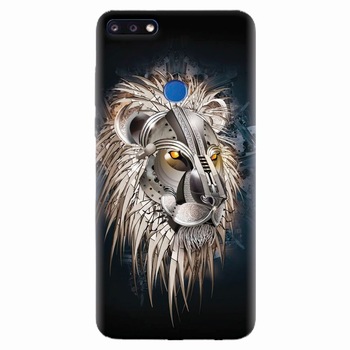 Husa silicon pentru Huawei Y7 Prime 2018, Abstract Lion 001 Husa silicon pentru Huawei Y7 Prime 2018, Abstract Lion 001