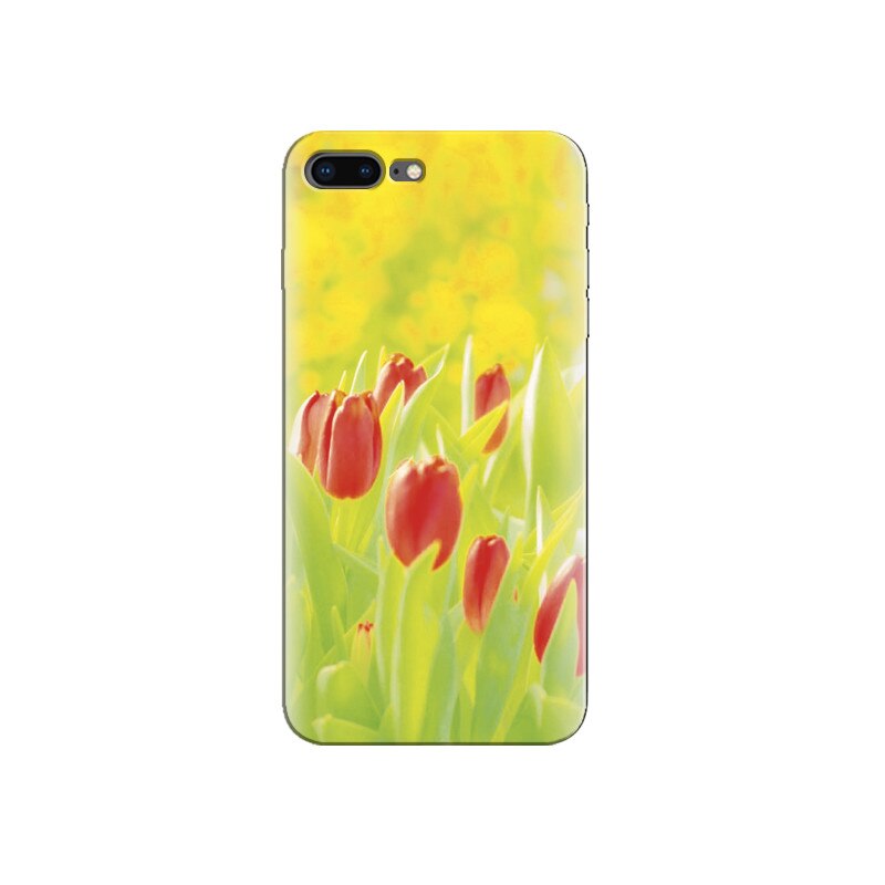 Husa Iphone 7 Plus Pink Tulips Green Field Macro