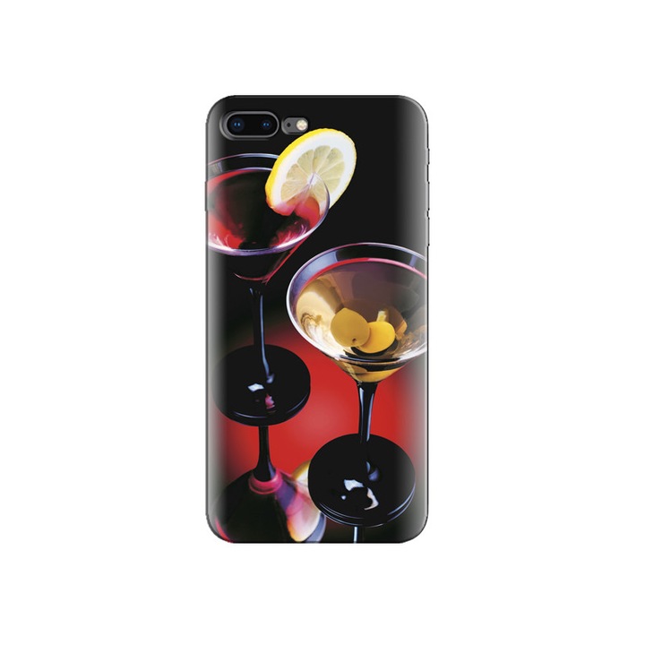 Iphone 5 tok, piros sárga koktélok, italok felülnézetben