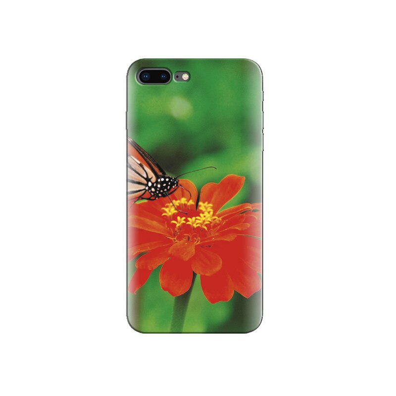 Husa Iphone 7 Plus Orange Butterfly On Flower