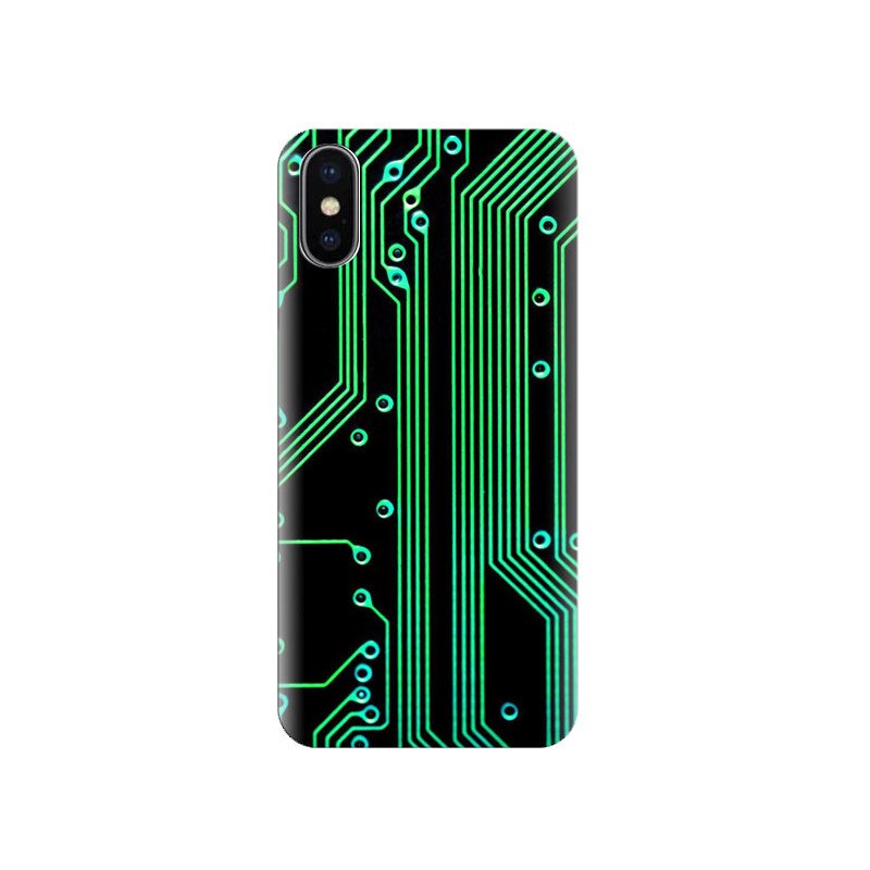 Husa Iphone X Electronic-Circuit-Green-Black