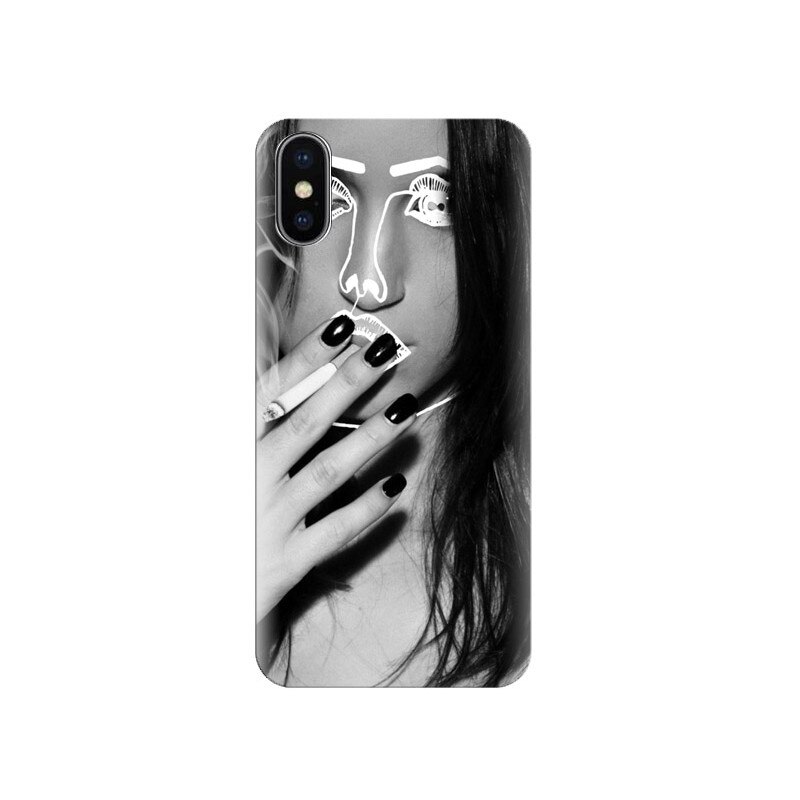 Husa Iphone X Disclosure-Face-Girl-Smoking-Black-And-White