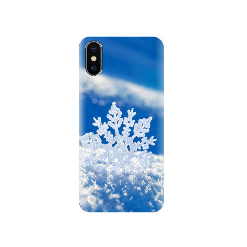 Husa Iphone X Macro-White-Snowflake