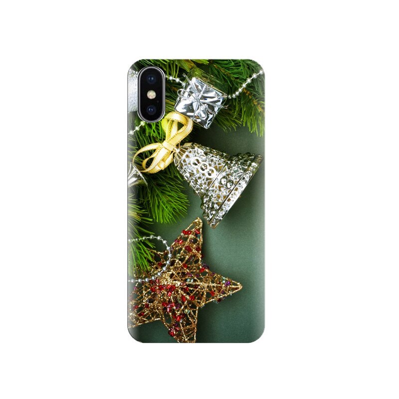 Husa Iphone X Holiday-Stars-Bells-Ornaments-Background