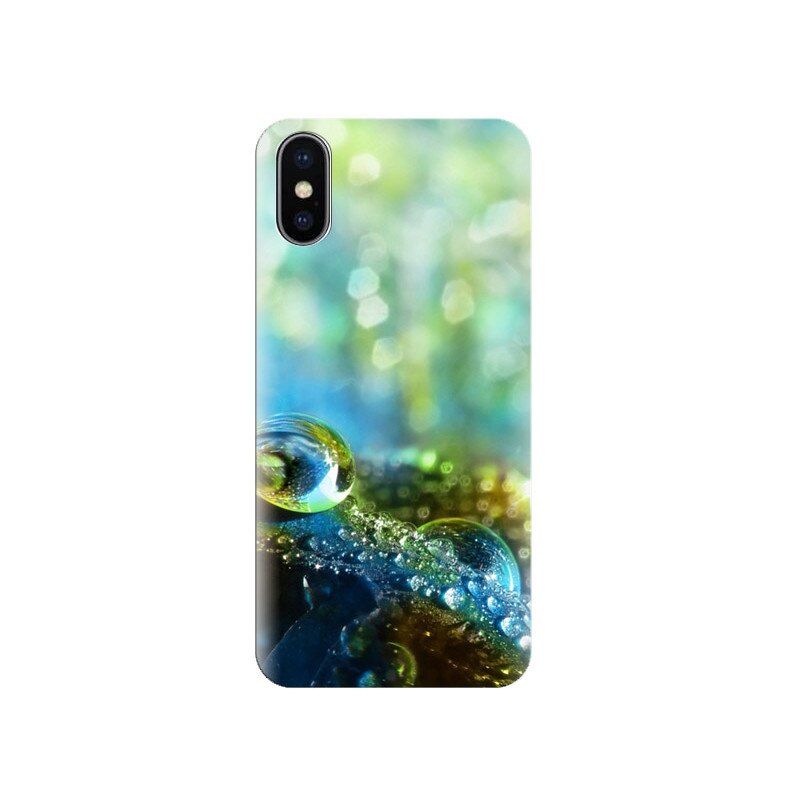 Husa Iphone X Green-Water-Drops-Macro
