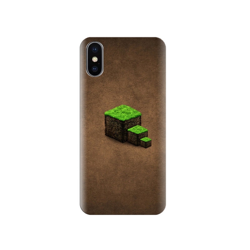 Husa Iphone X Green-Grass-Cube-Steps