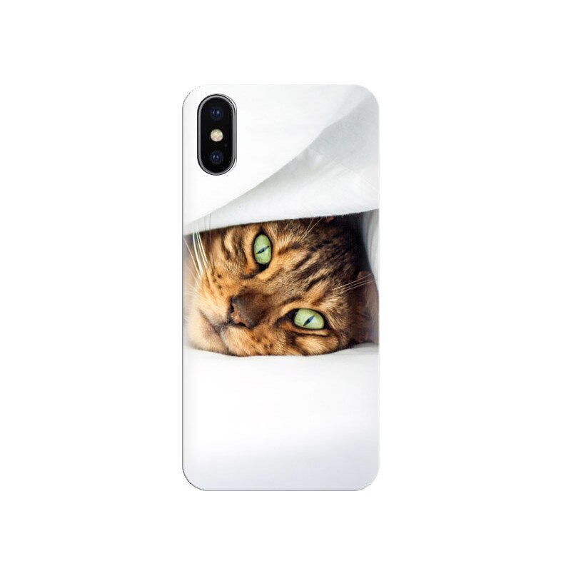Husa Iphone X Green-Eyes-Cat-In-Bed