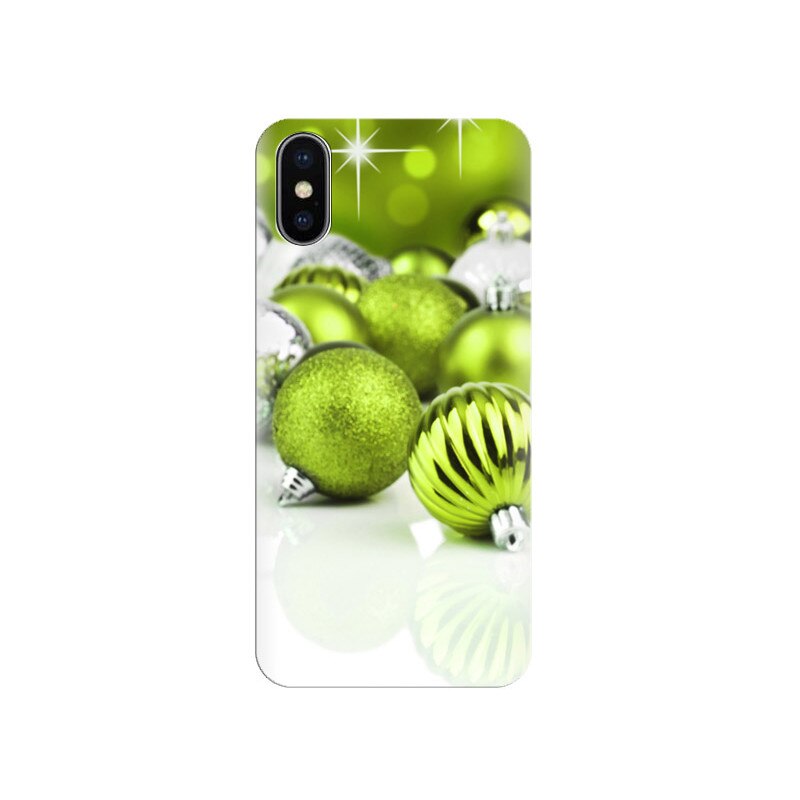 Husa Iphone X Green-Christmas-Balls-Decorations