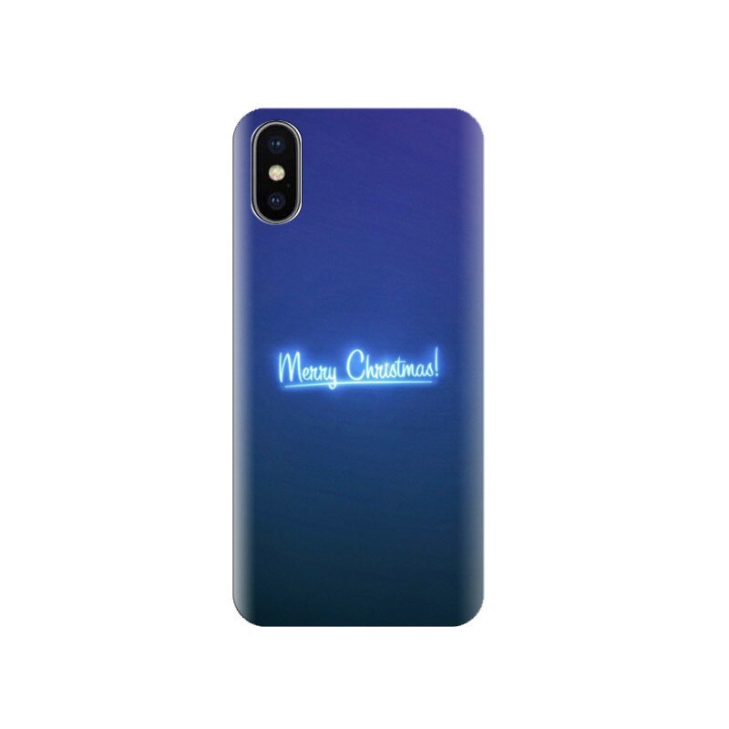Husa Iphone X Merry-Christmas-Neon-Blue-Light