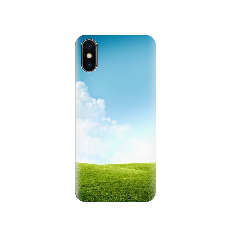 Husa Iphone X Grass-Field-Blue-Sky-Clouds