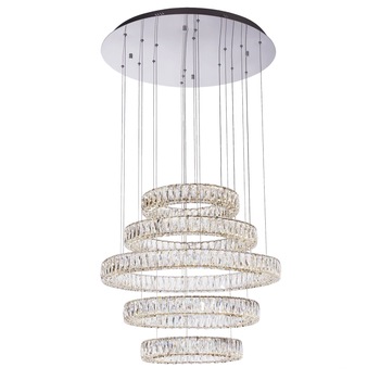 Candelabru Pendul Lumina Led Rotund, Pandantiv de cristal din sticla, cu cinci inele pentru sufragerie, dinning, dormitor Candelabru Pendul Lumina Led Rotund, Pandantiv de cristal din sticla, cu cinci inele pentru sufragerie, dinning, dormitor