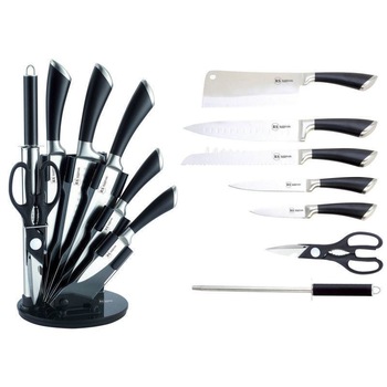 Set cutite de bucatarie Rainstahl RSKN8007-08, inox, 8 piese cu stand, negru Set cutite de bucatarie Rainstahl RSKN8007-08, inox, 8 piese cu stand, negru
