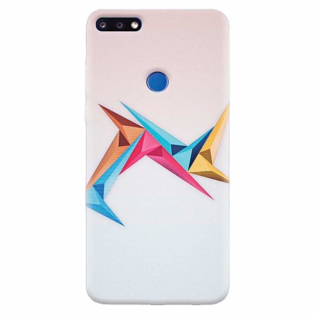 Husa silicon pentru Huawei Y7 Prime 2018, Abstract Minimalistic Colors Triangles