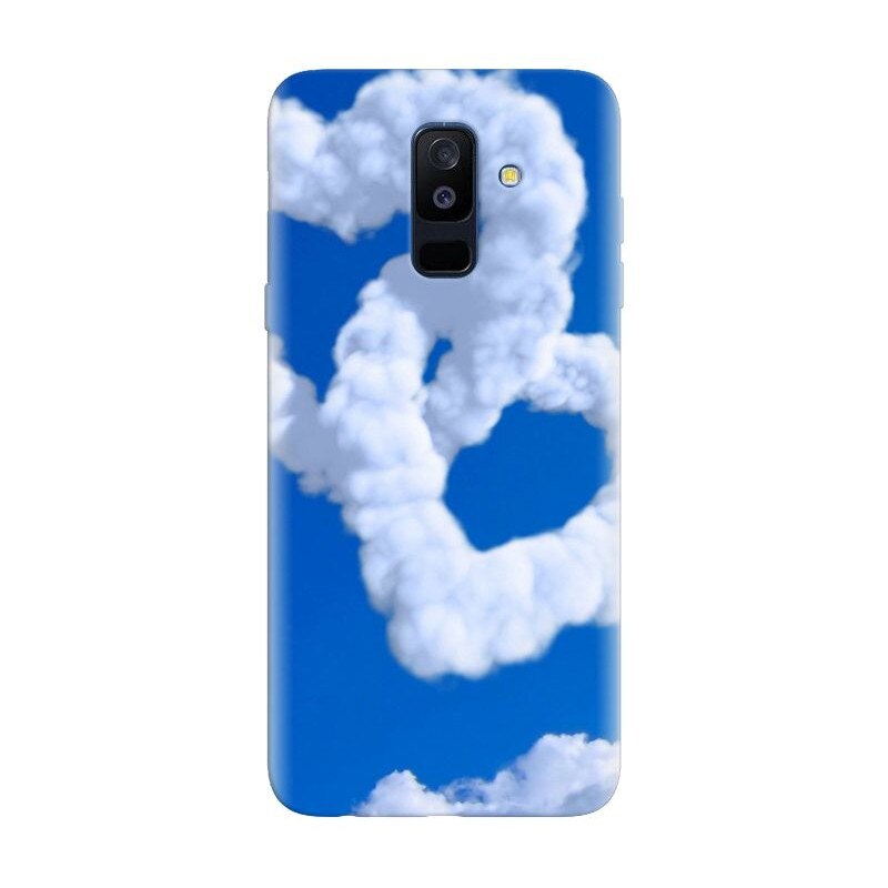 Husa silicon pentru Samsung Galaxy J8 Plus 2018, Heart Shaped Clouds Blue Sky
