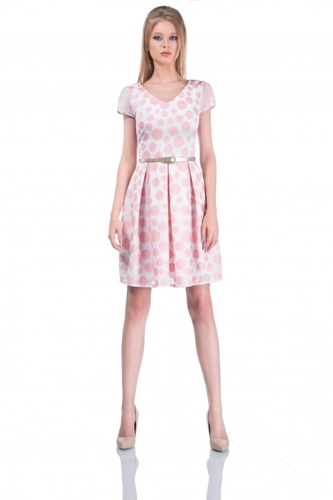 Rochie office Lana Roz, Alb/Roz