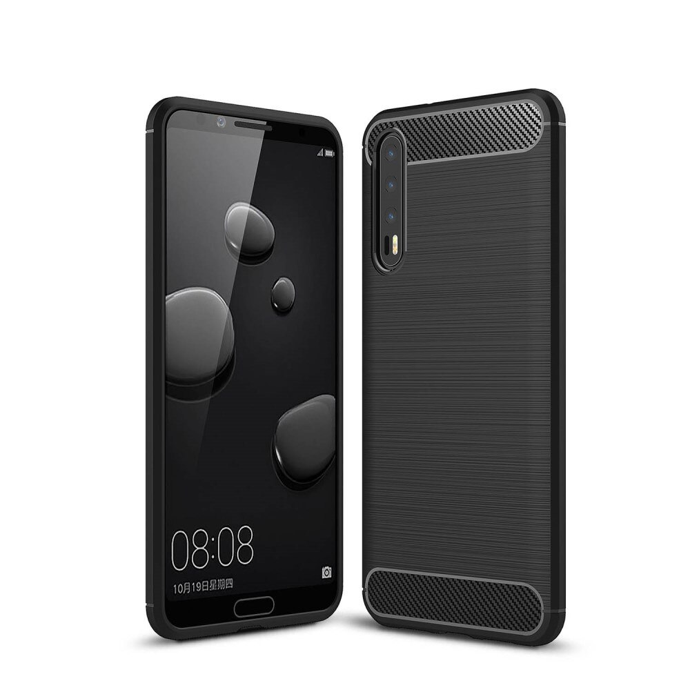 Husa protectie spate carbon pentru Huawei P20 Pro, soft silicon, capac de protectie, carcasa, bumper, gri inchis, BBL278
