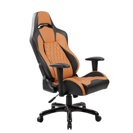 Scaun de birou ergonomic Kring Atlas, cu suport lombar si tetiera, PU, Negru/Maro