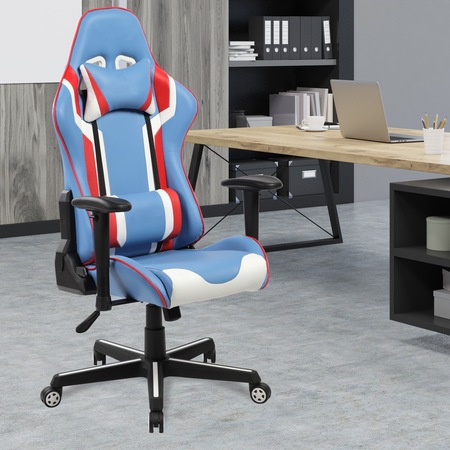 Scaun gaming Kring Yudi, Albastru/Alb/Rosu
