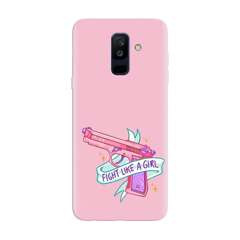 Husa silicon pentru Samsung Galaxy J8 Plus 2018, Fight Like A Girl