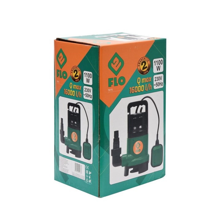 Дренажна помпа Flo 79775, 16000 L/h, Зелен, 1100W, 8,5 m