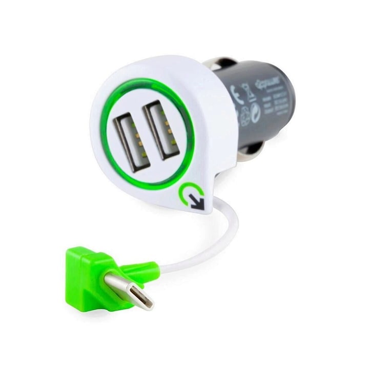 Incarcator auto Q2Power, 2.1A, 2xUSB, 2xUSB-C