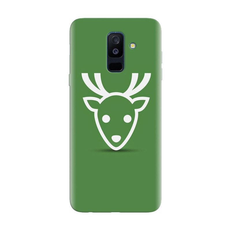 Husa silicon pentru Samsung Galaxy J8 Plus 2018, Minimal Reindeer Illustration Green