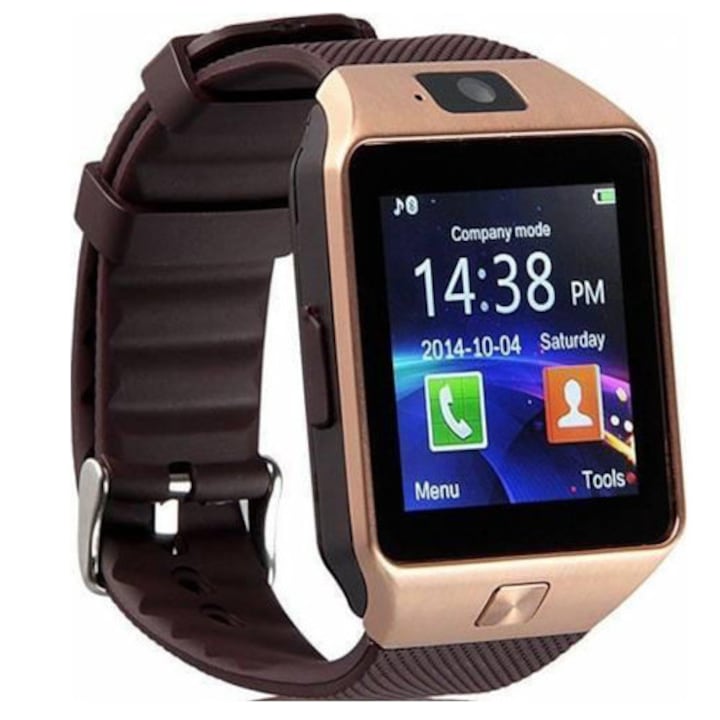 Смарт часовник Smart Watch Black DZ09 със сим карта и камера, Кафяв