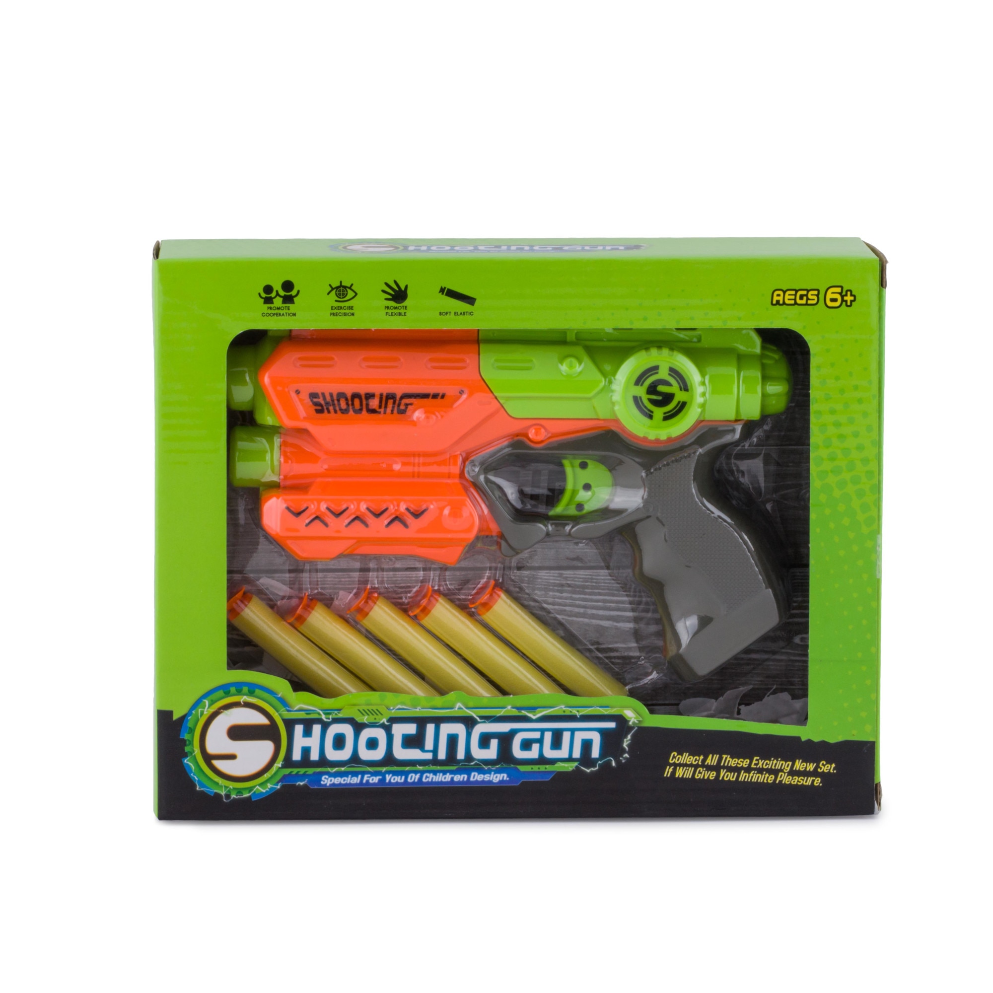 Pistol cu 5 proiectile din spuma, portocaliu