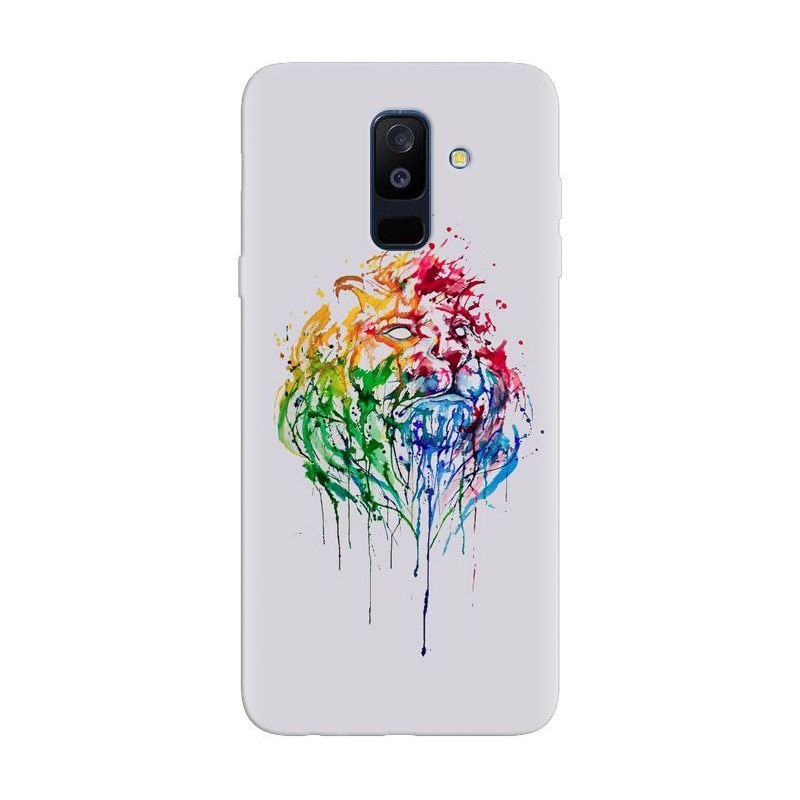 Husa silicon pentru Samsung Galaxy J8 Plus 2018, Paint Illustration Lion Head