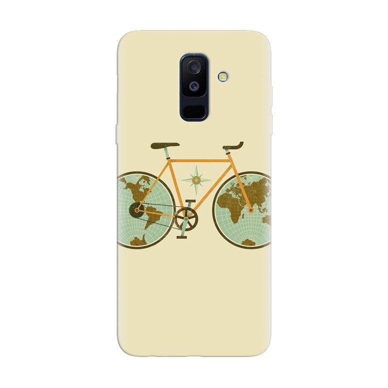 Husa silicon pentru Samsung Galaxy A6 Plus 2018, Retro Bicycle Illustration