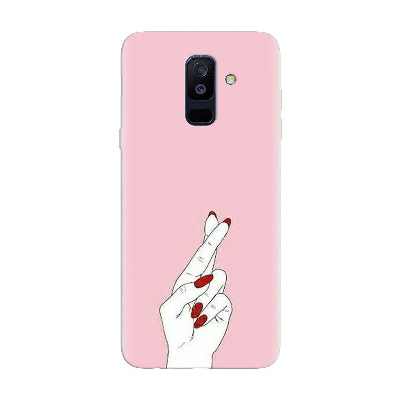 Husa silicon pentru Samsung Galaxy A6 Plus 2018, Pink Finger Cross