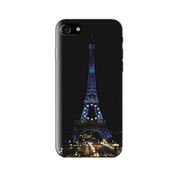 Husa Iphone 7 Decore Eiffel Tower With Blue Light At Night Husa Iphone 7 Decore Eiffel Tower With Blue Light At Night
