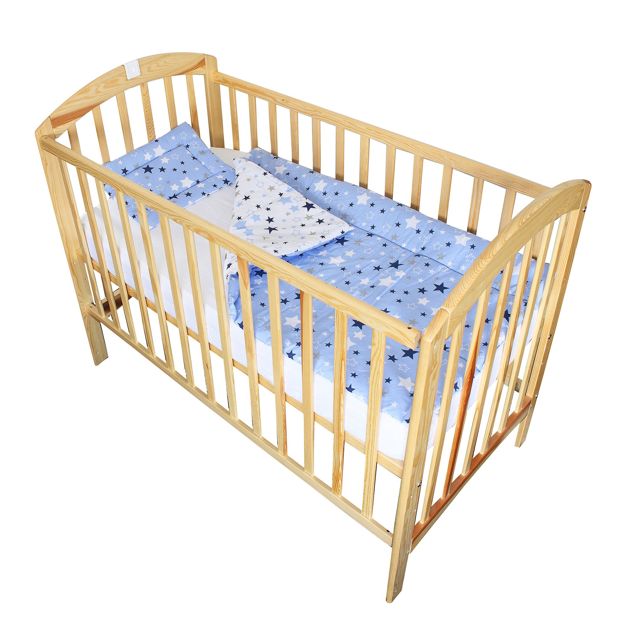 Lenjerie patut 3 piese, 2 fete, stelutele albastre, 120 x 60 cm