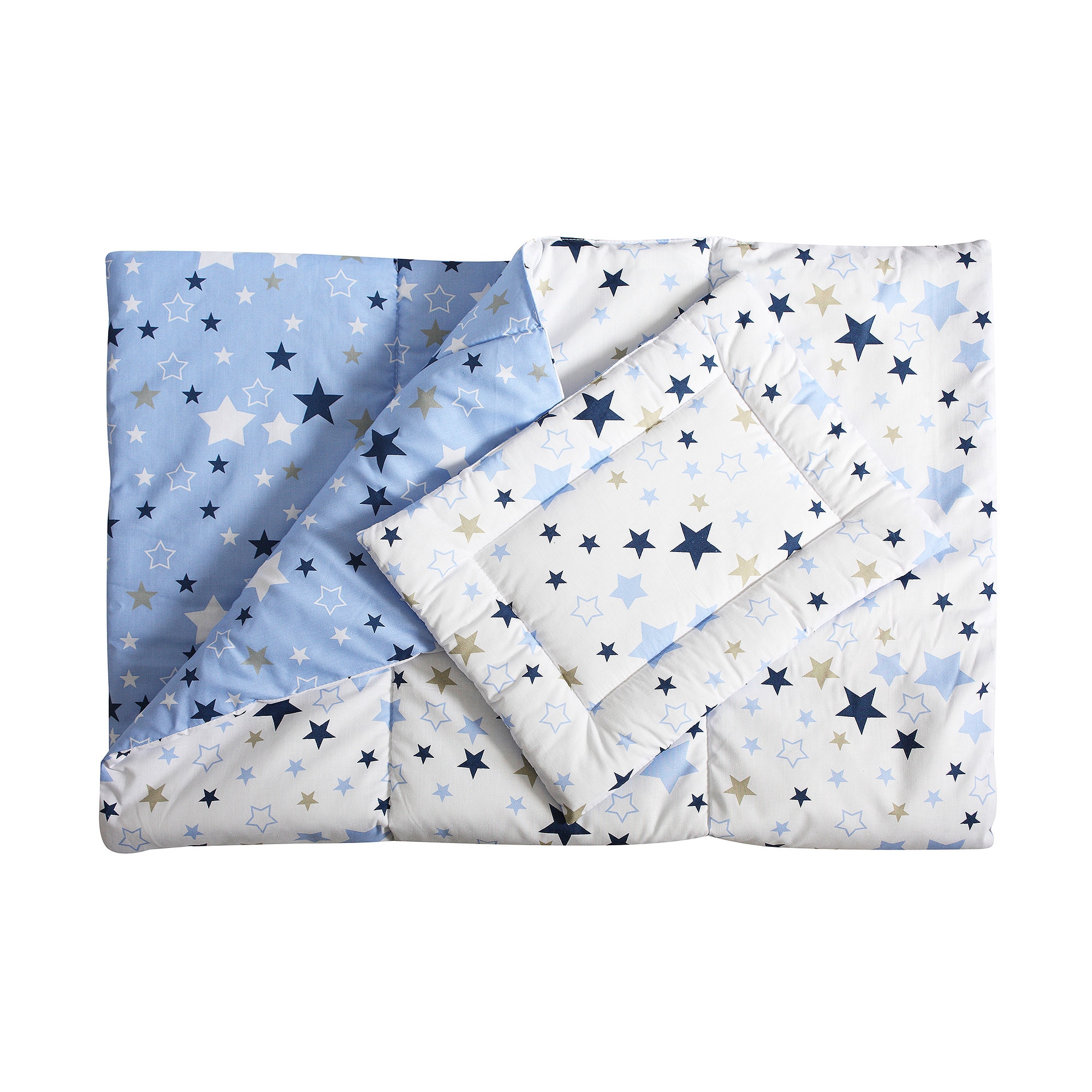 Lenjerie patut, 2 piese, stelutele albastre, 120 x 60 cm