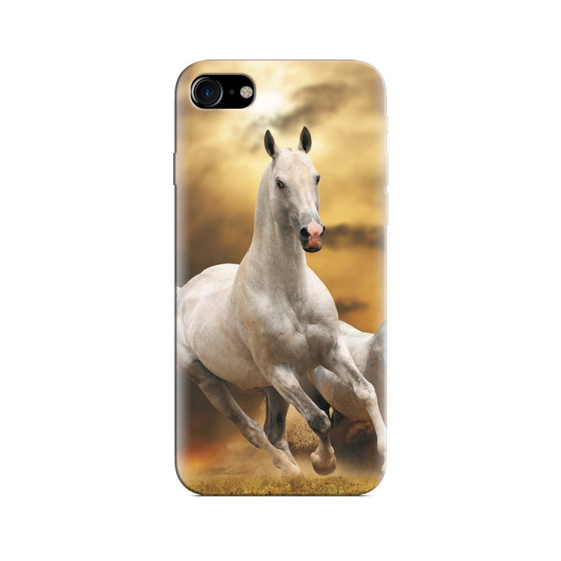 Husa Iphone 5s White Horse Animal Running In Grass Ground