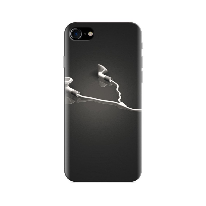 Husa Iphone 5s fehér fejhallgató fekete háttér fotókkal