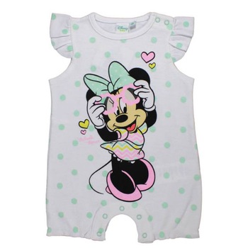Salopeta vara, Minnie Mouse, alba cu buline verzi-6 luni Salopeta vara, Minnie Mouse, alba cu buline verzi-6 luni