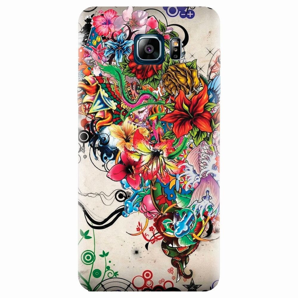 Husa silicon pentru Samsung Galaxy Note 5, Abstract Flowers Tattoo Illustration