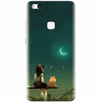 Husa silicon pentru Huawei P10 Lite, Cat And Girl Husa silicon pentru Huawei P10 Lite, Cat And Girl