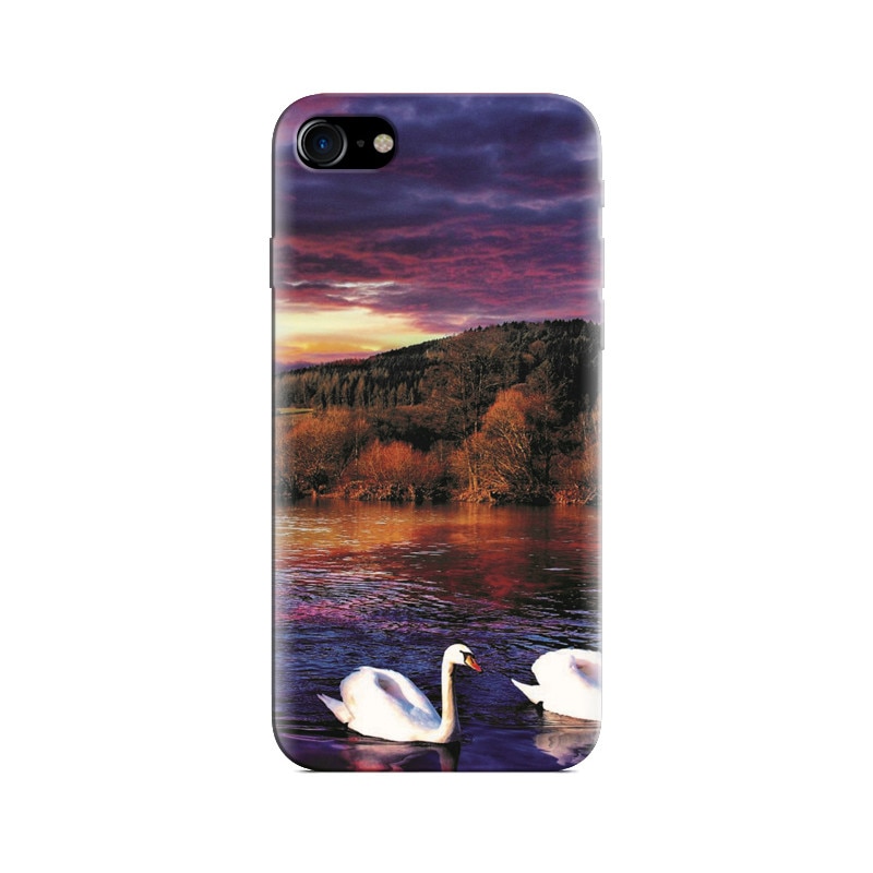 Husa Iphone 7 White Beautiful Duck Couple Swim In Pond
