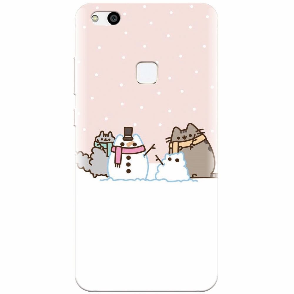 Husa silicon pentru Huawei P10 Lite, Cat And Snowman