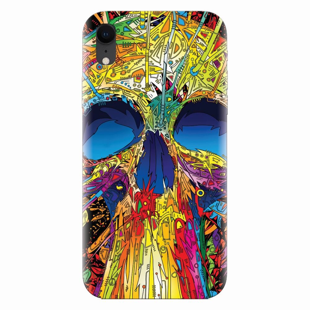 Husa silicon pentru Apple Iphone XR, Abstract Multicolored Skull