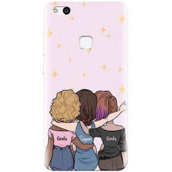 Husa silicon pentru Huawei P10 Lite, Girls Support Girls Husa silicon pentru Huawei P10 Lite, Girls Support Girls
