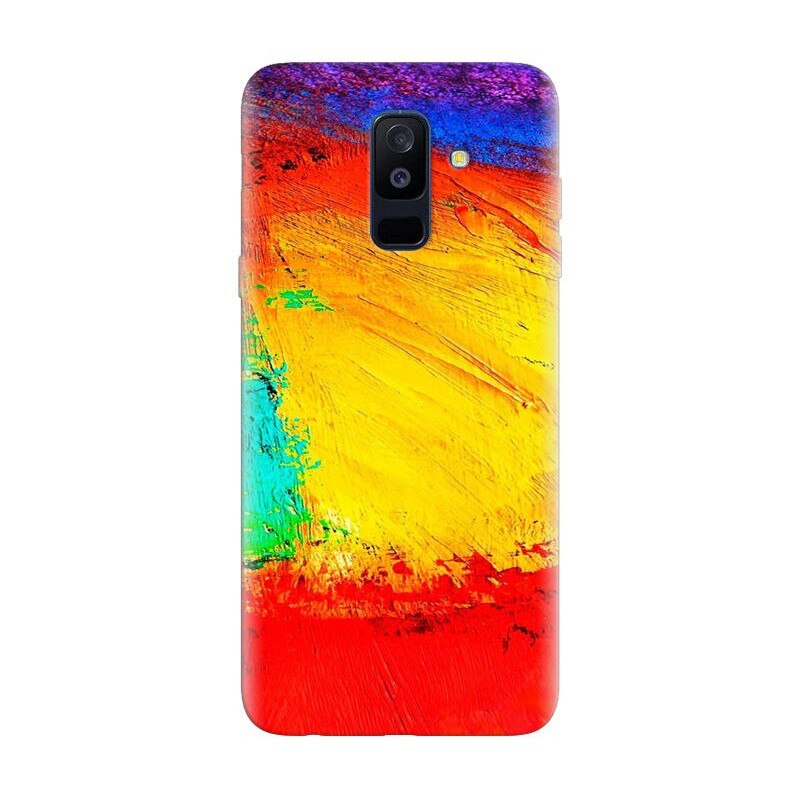Husa silicon pentru Samsung Galaxy J8 Plus 2018, Colorful Dry Paint Strokes Texture