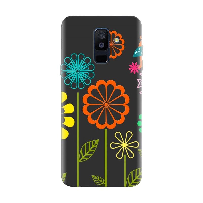 Husa silicon pentru Samsung Galaxy A6 Plus 2018, Colorful Spring Birds Flowers Vectors
