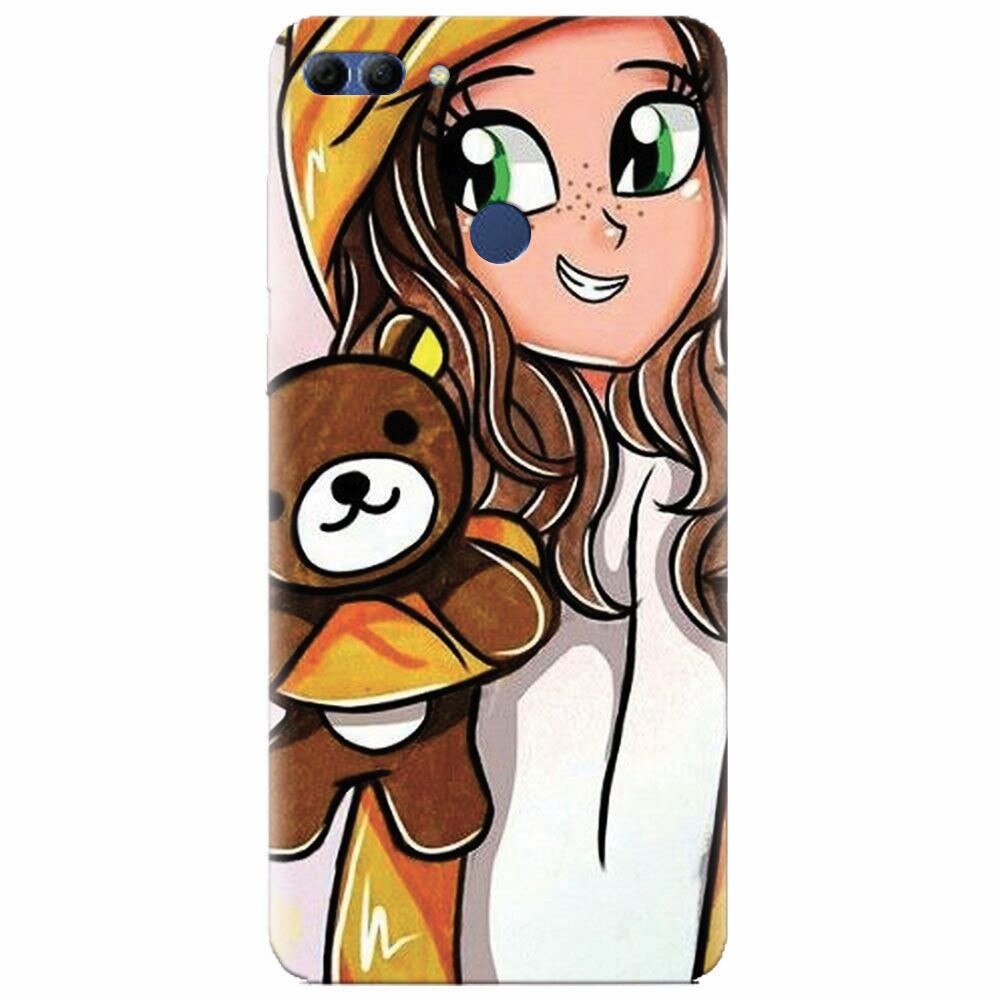 Husa silicon pentru Huawei Y9 2018, Girl With Little Bear