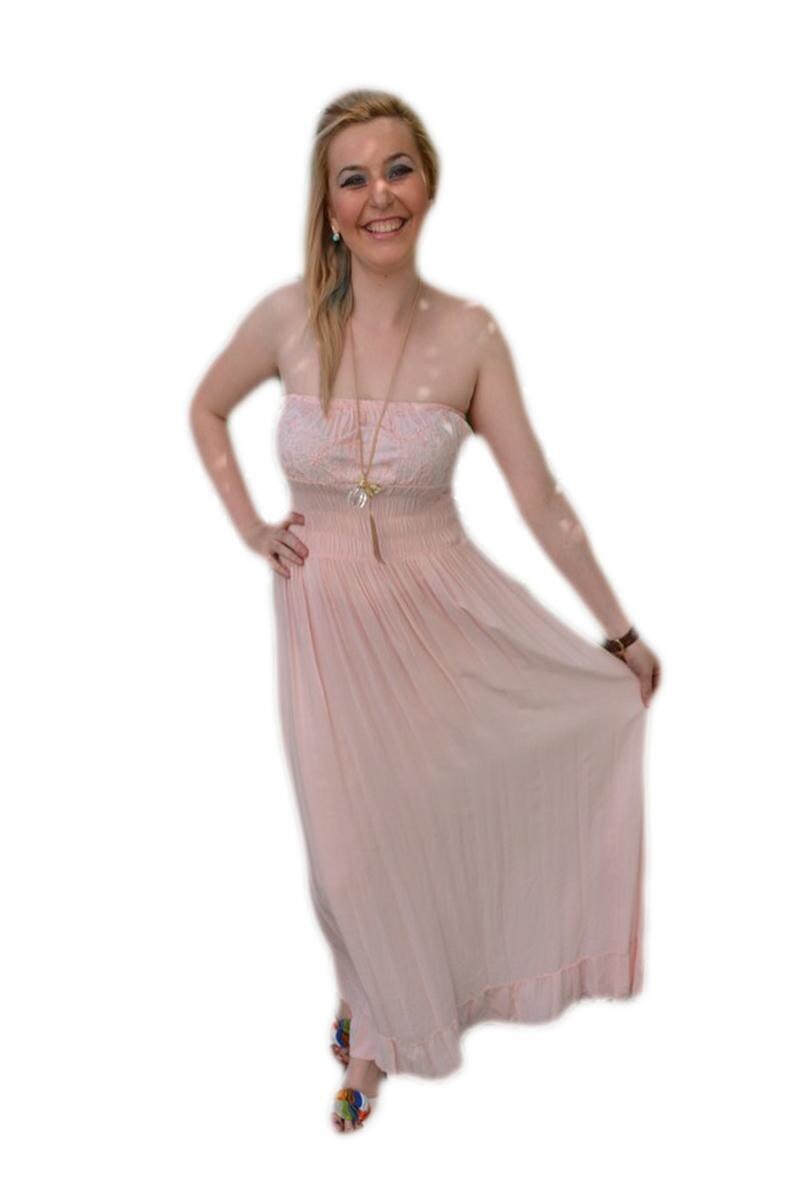 Rochie de plaja din material subtire, D&J Exclusive, Roz Pudra